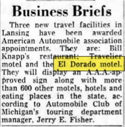 El Dorado Motel - Mar 1956 Motel Gets Aaa Approved
